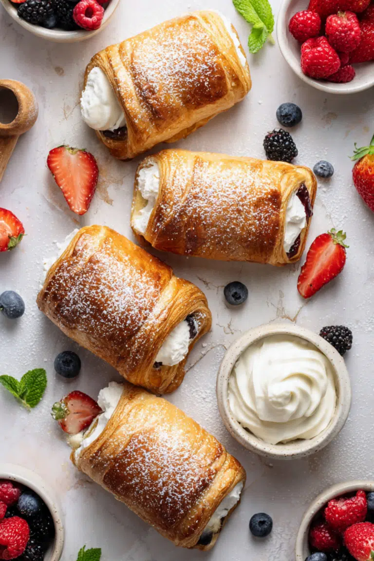 Vegan Pains Au Chocolat With Berries & Chantilly Cream