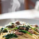 Creamy Garlic Beef & Mushroom Linguine