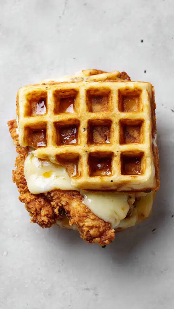 Crispy Chicken Cheese Waffle Sandwich