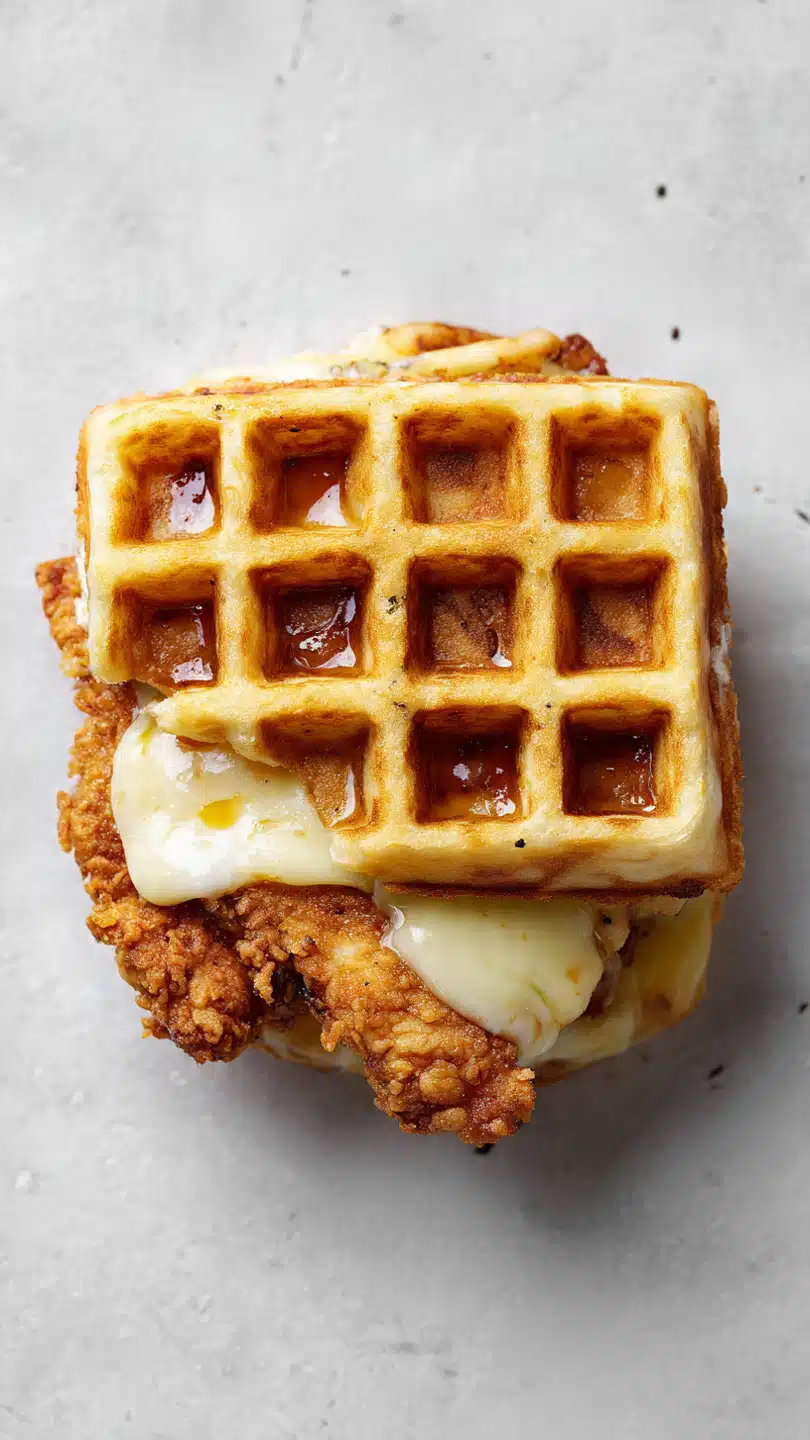 Crispy Chicken Cheese Waffle Sandwich