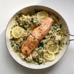 One Skillet Salmon with Lemon Orzo Recipe