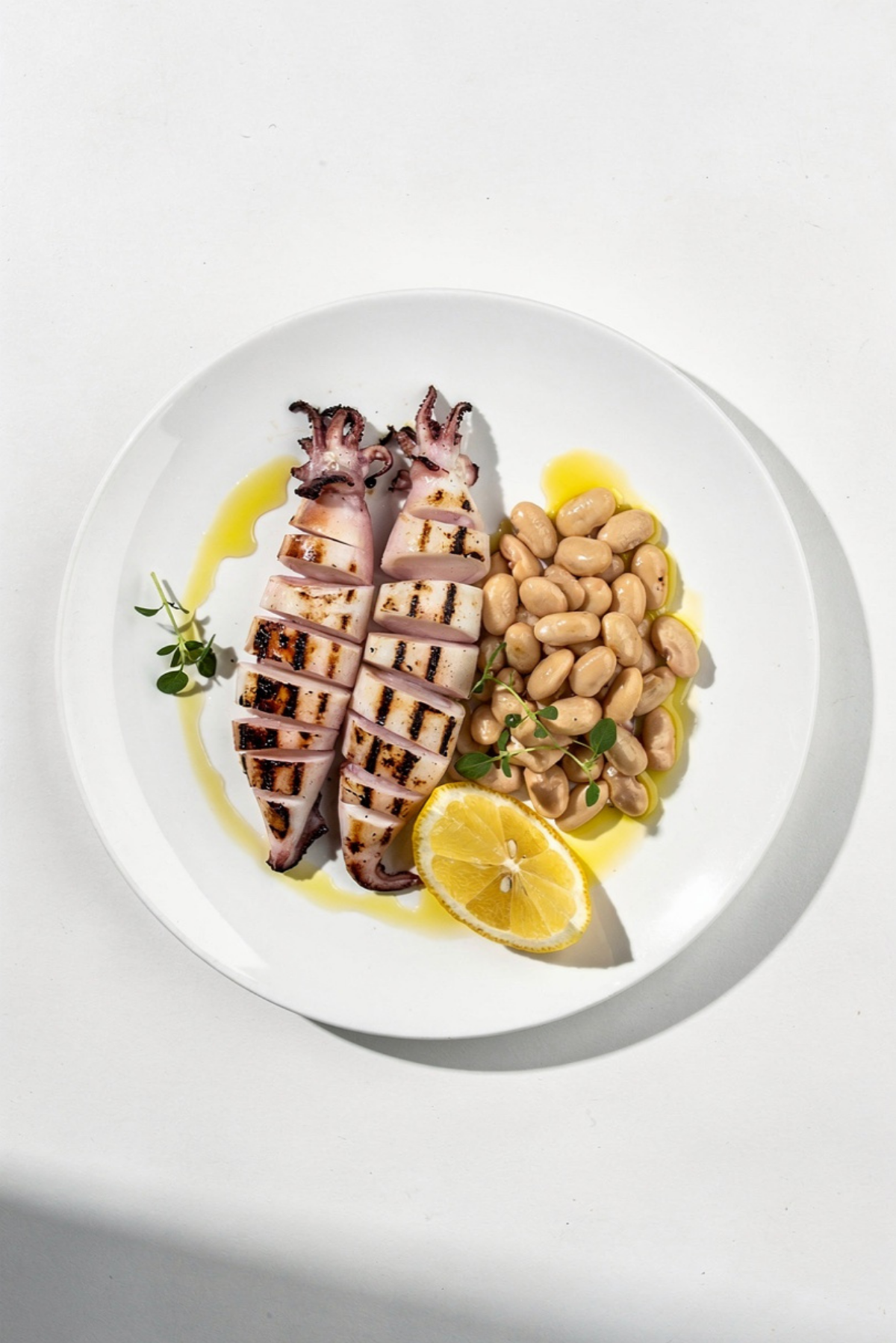 Grilled Squid with White Beans