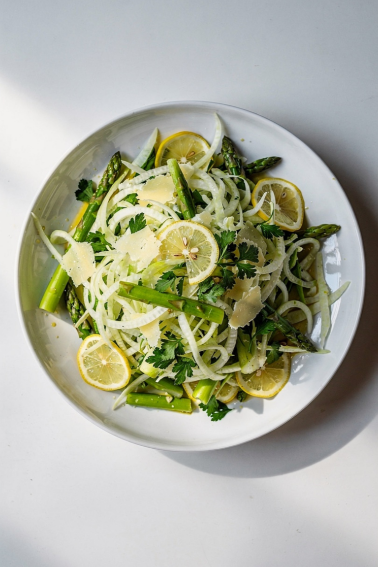 Lemony Shaved Fennel Asparagus Salad