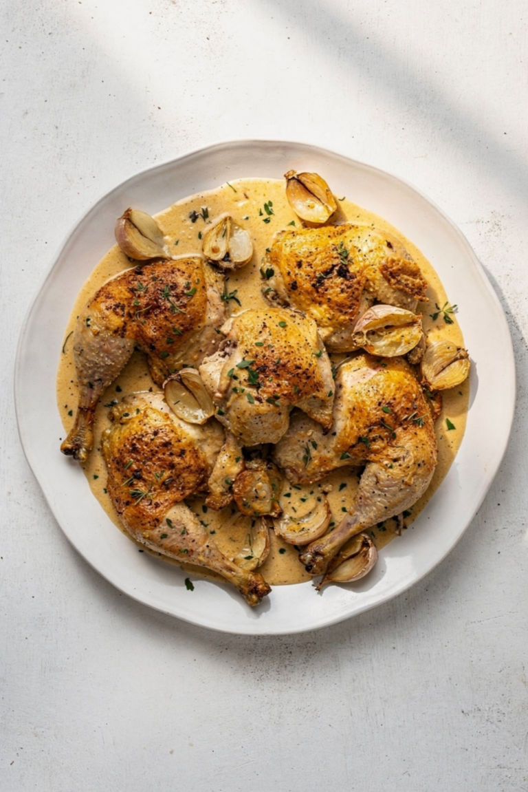Rustic Roasted Garlic Chicken with Asiago Gravy