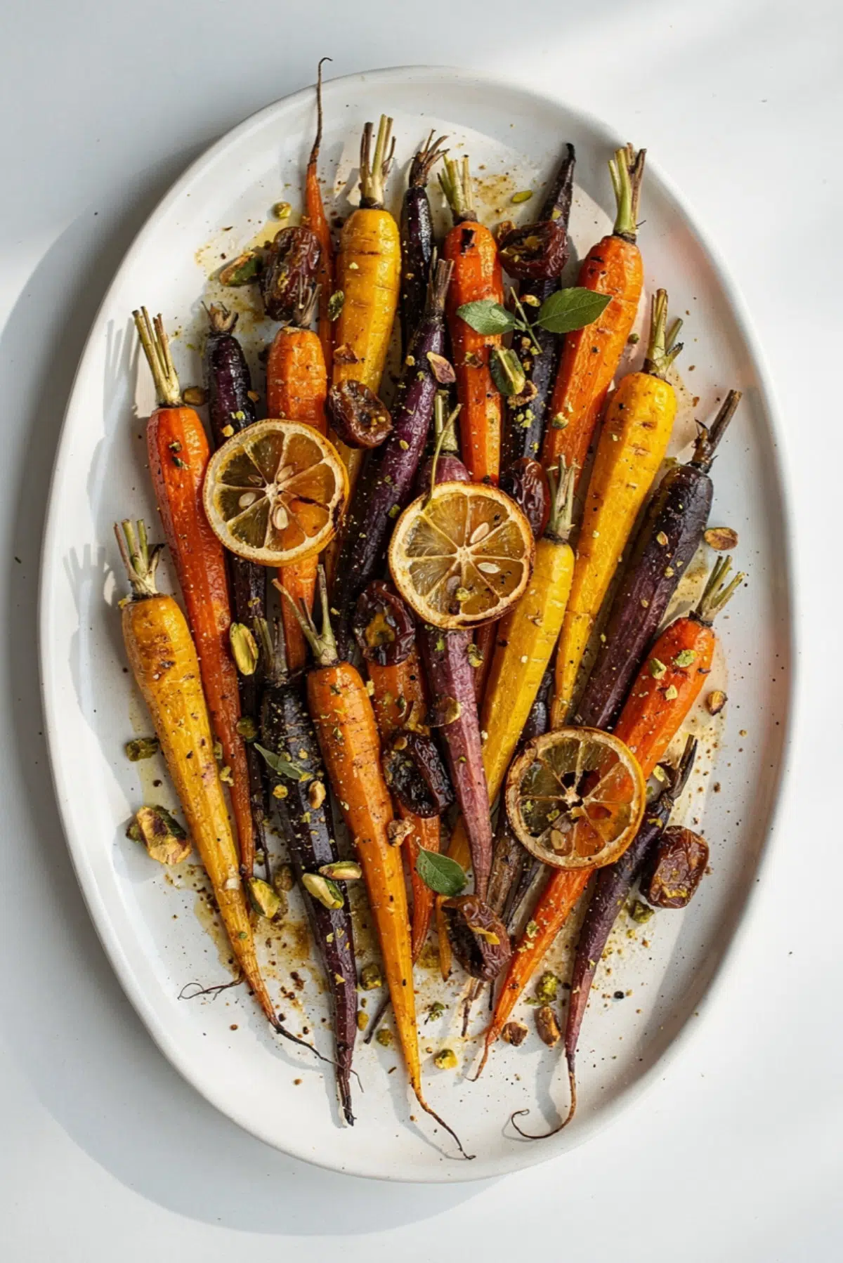 Roasted Rainbow Carrots with Preserved Lemon, Dates, and Pistachios Recipe