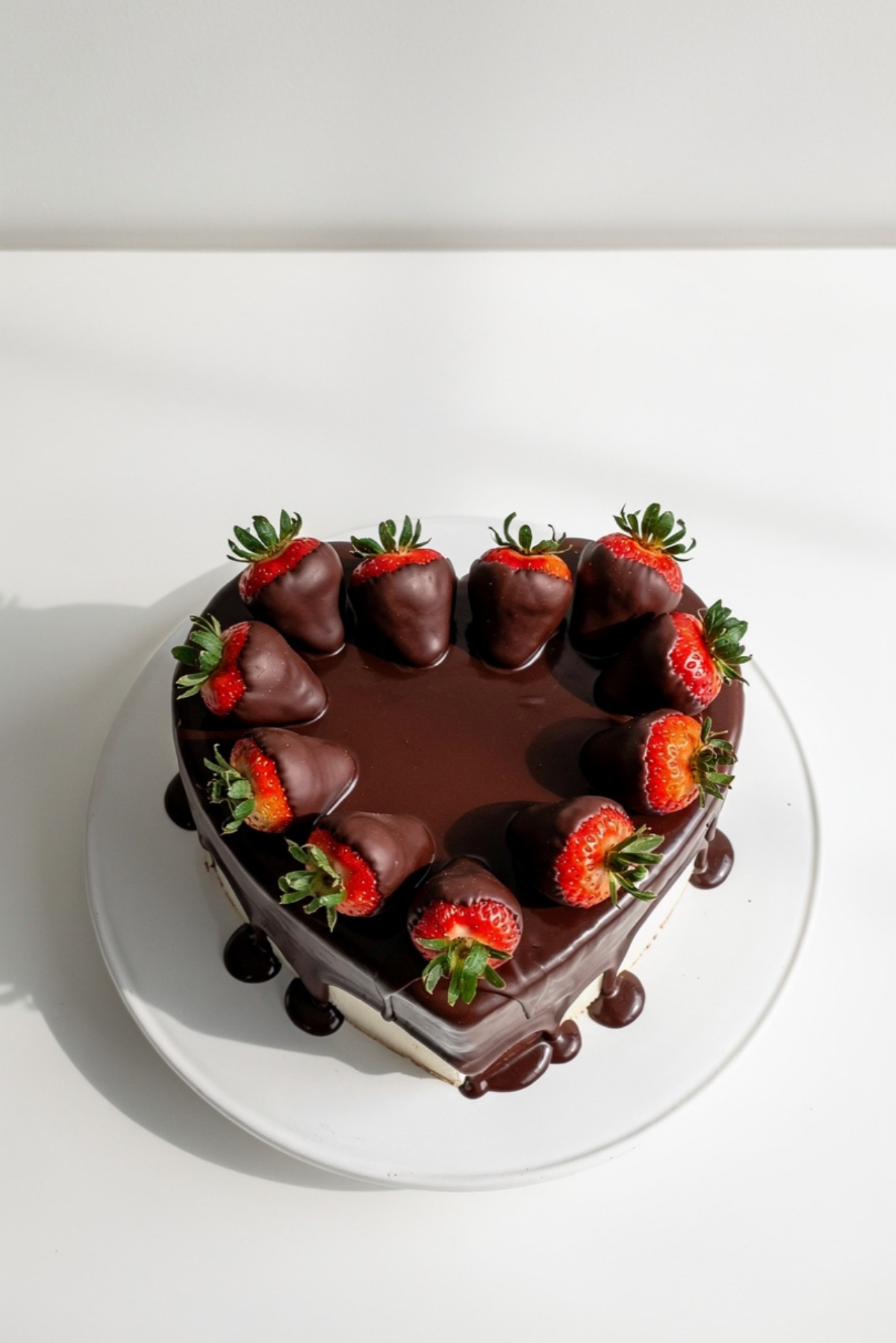 Chocolate Covered Strawberry Heart Cake